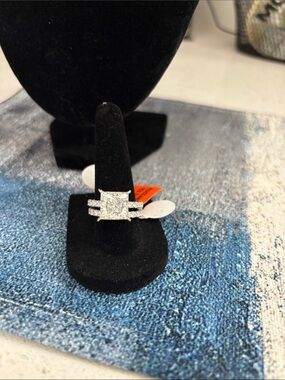Moissanite Square Halo Engagement Ring Size 8, 5.0 CTW